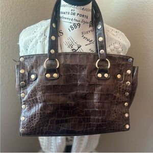 Vintage Hammitt Brown Crocodile-Embossed Tote Bag